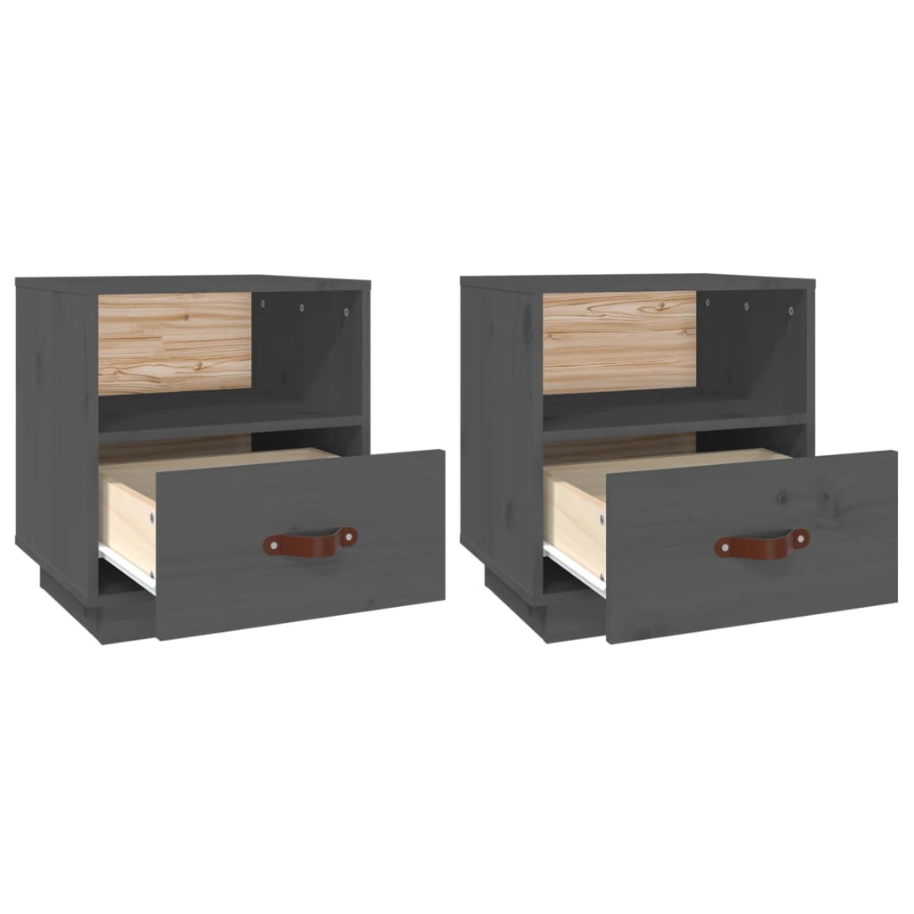 Tables de chevet 2 pcs Gris 40x34x45 cm Bois de pin massif - XIOS