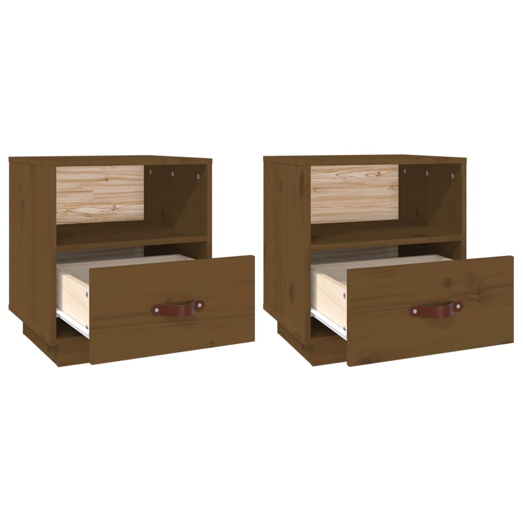 Tables de chevet 2pcs Marron miel 40x34x45cm Bois de pin massif - XIOS
