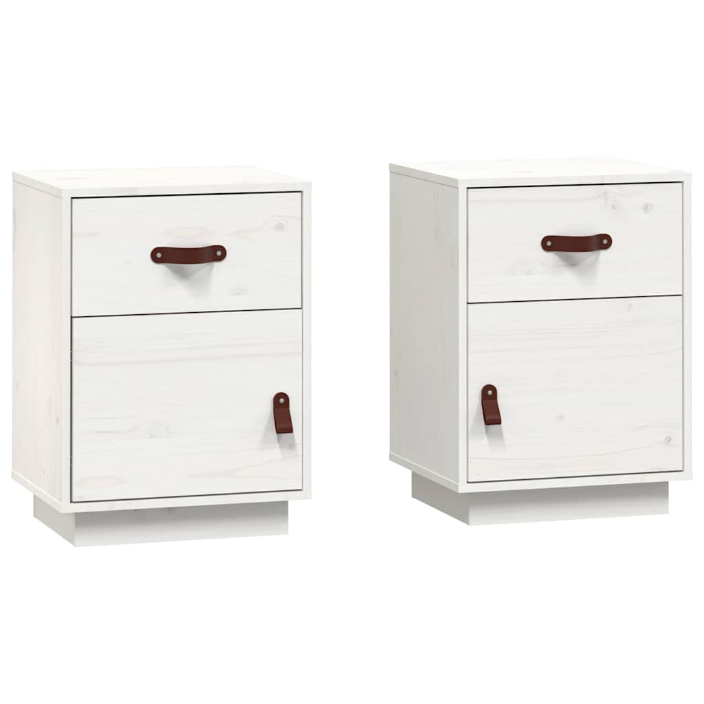 Tables de chevet 2 pcs Blanc 40x34x55 cm Bois de pin massif - XIOS