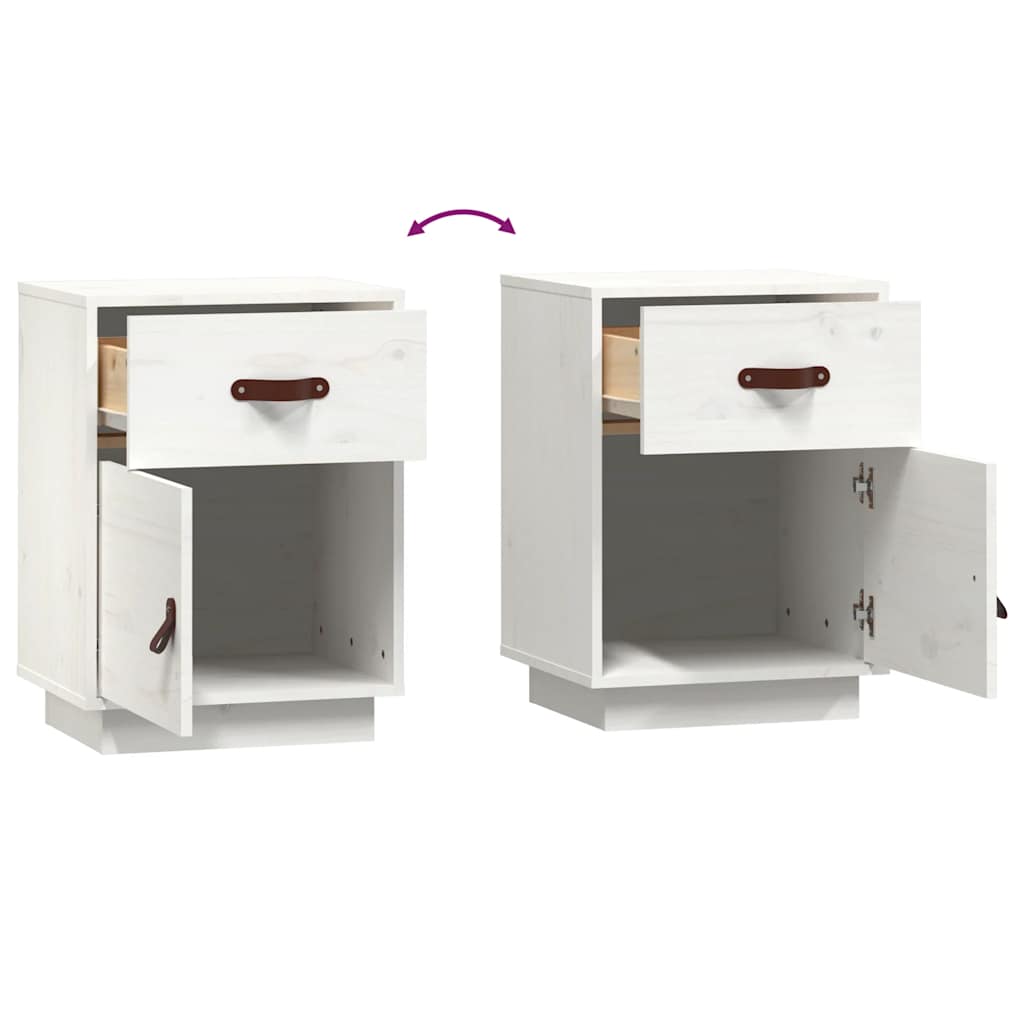 Tables de chevet 2 pcs Blanc 40x34x55 cm Bois de pin massif - XIOS