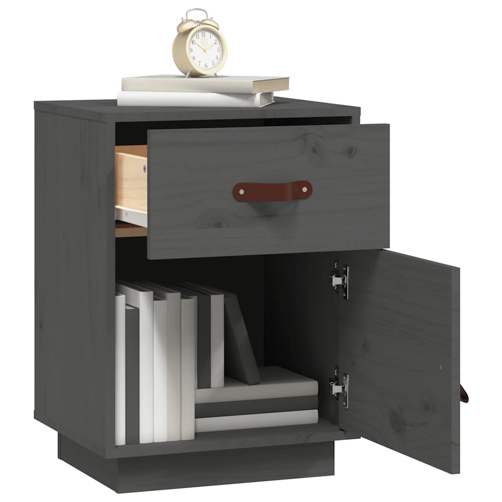 Table de chevet Gris 40x34x55 cm Bois de pin massif - XIOS