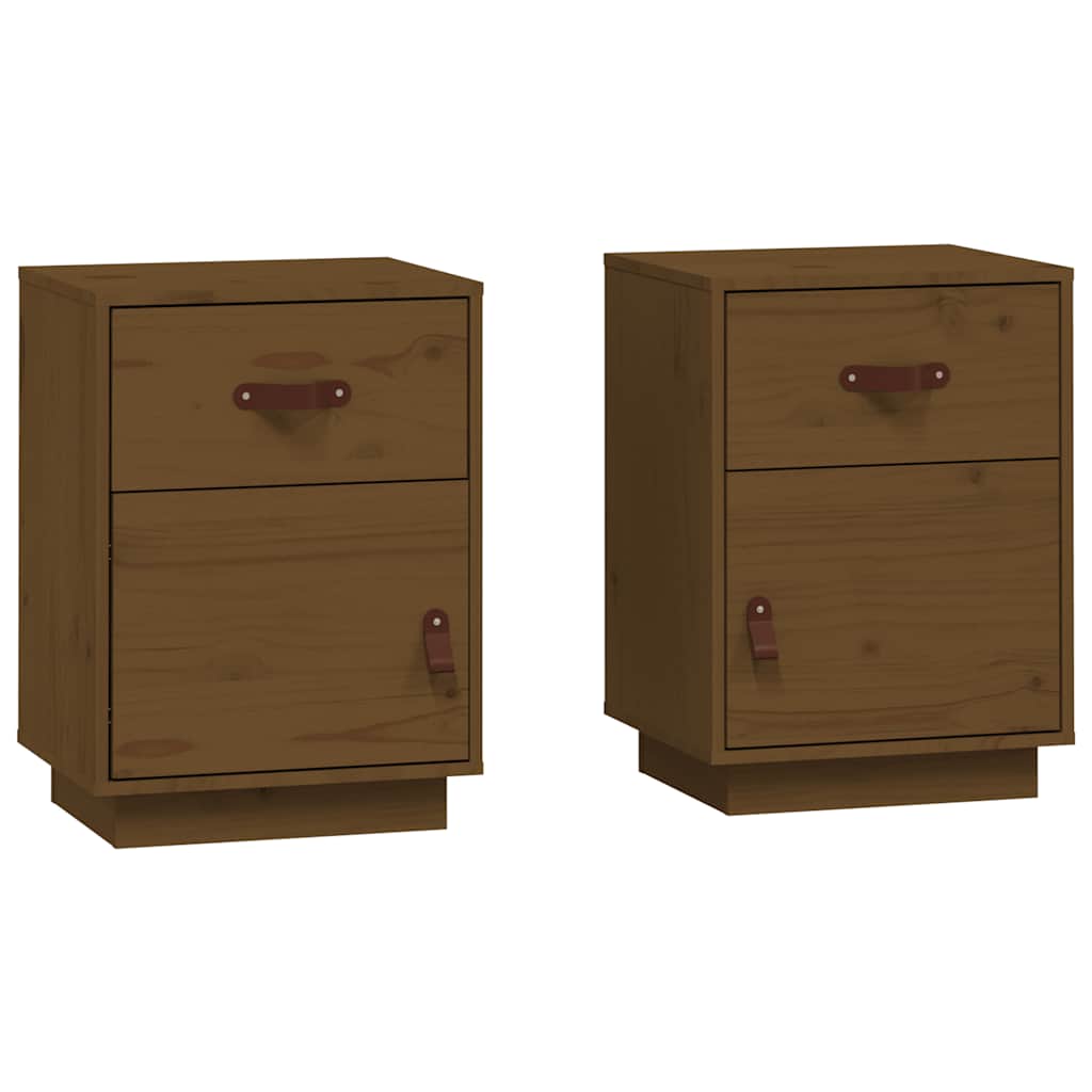 Tables de chevet 2pcs Marron miel 40x34x55cm Bois de pin massif - XIOS
