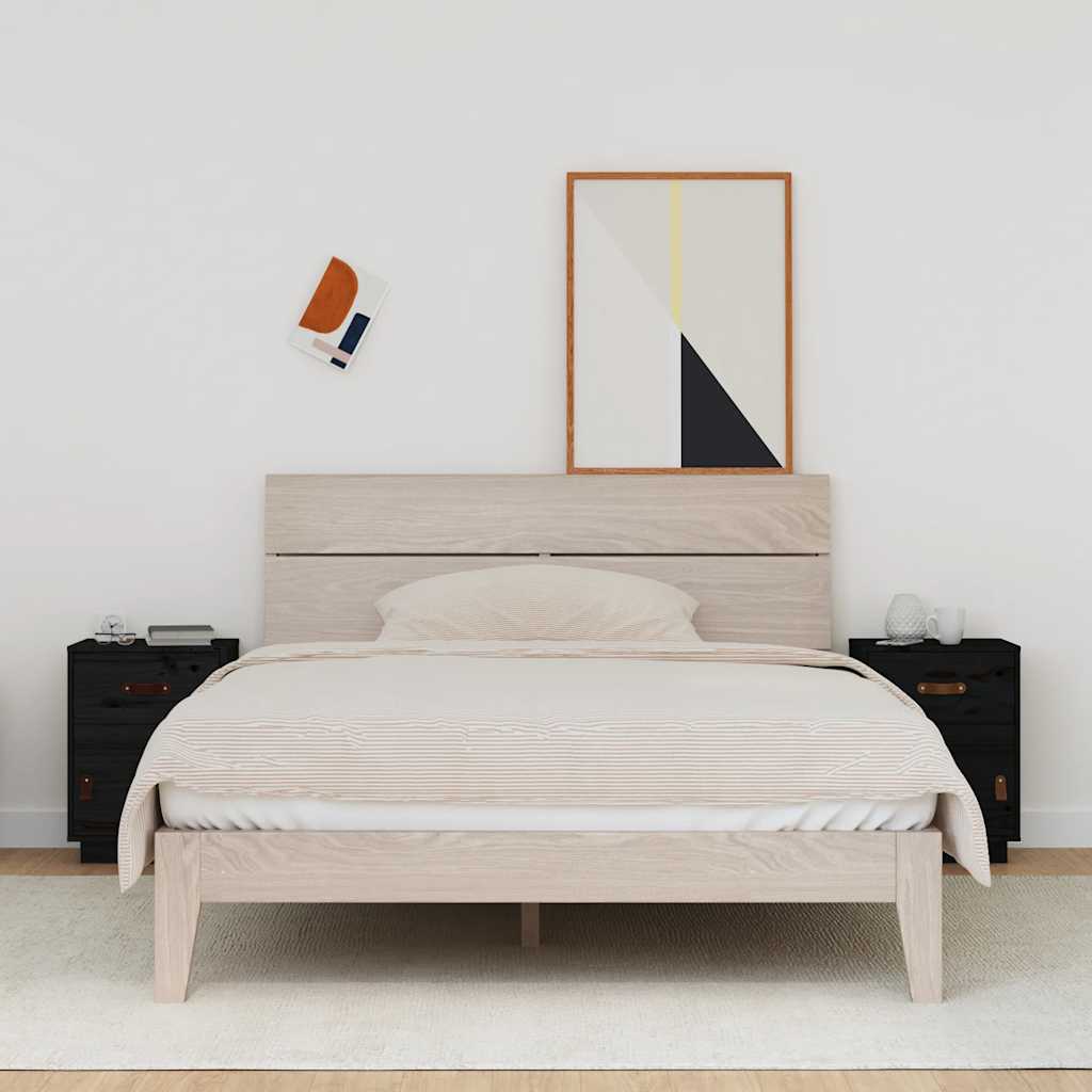 Tables de chevet 2 pcs Noir 40x34x55 cm Bois de pin massif - XIOS