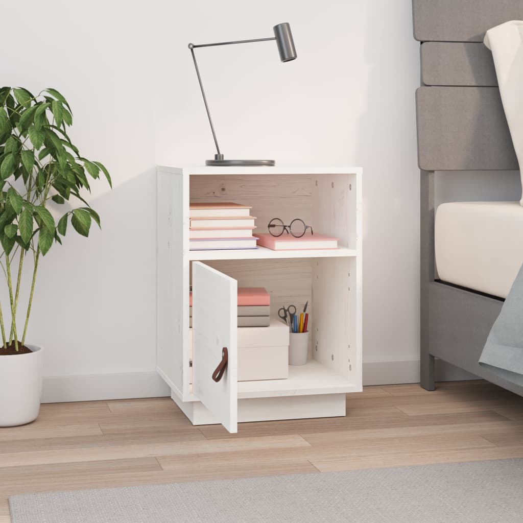 Table de chevet Blanc 40x34x55 cm Bois de pin solide - XIOS