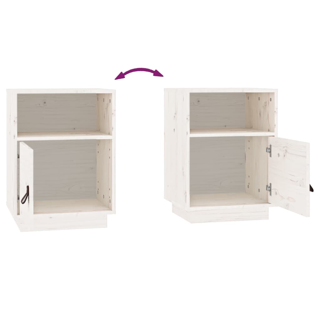 Table de chevet Blanc 40x34x55 cm Bois de pin solide - XIOS