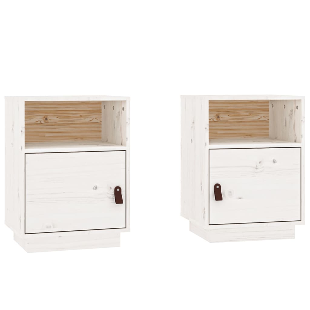 Tables de chevet 2 pcs Blanc 40x34x55 cm Bois de pin massif - XIOS