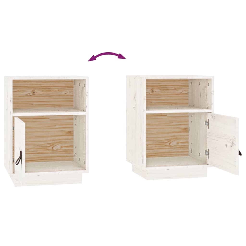 Tables de chevet 2 pcs Blanc 40x34x55 cm Bois de pin massif - XIOS