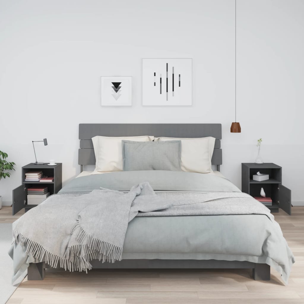 Tables de chevet 2 pcs Gris 40x34x55 cm Bois de pin massif - XIOS