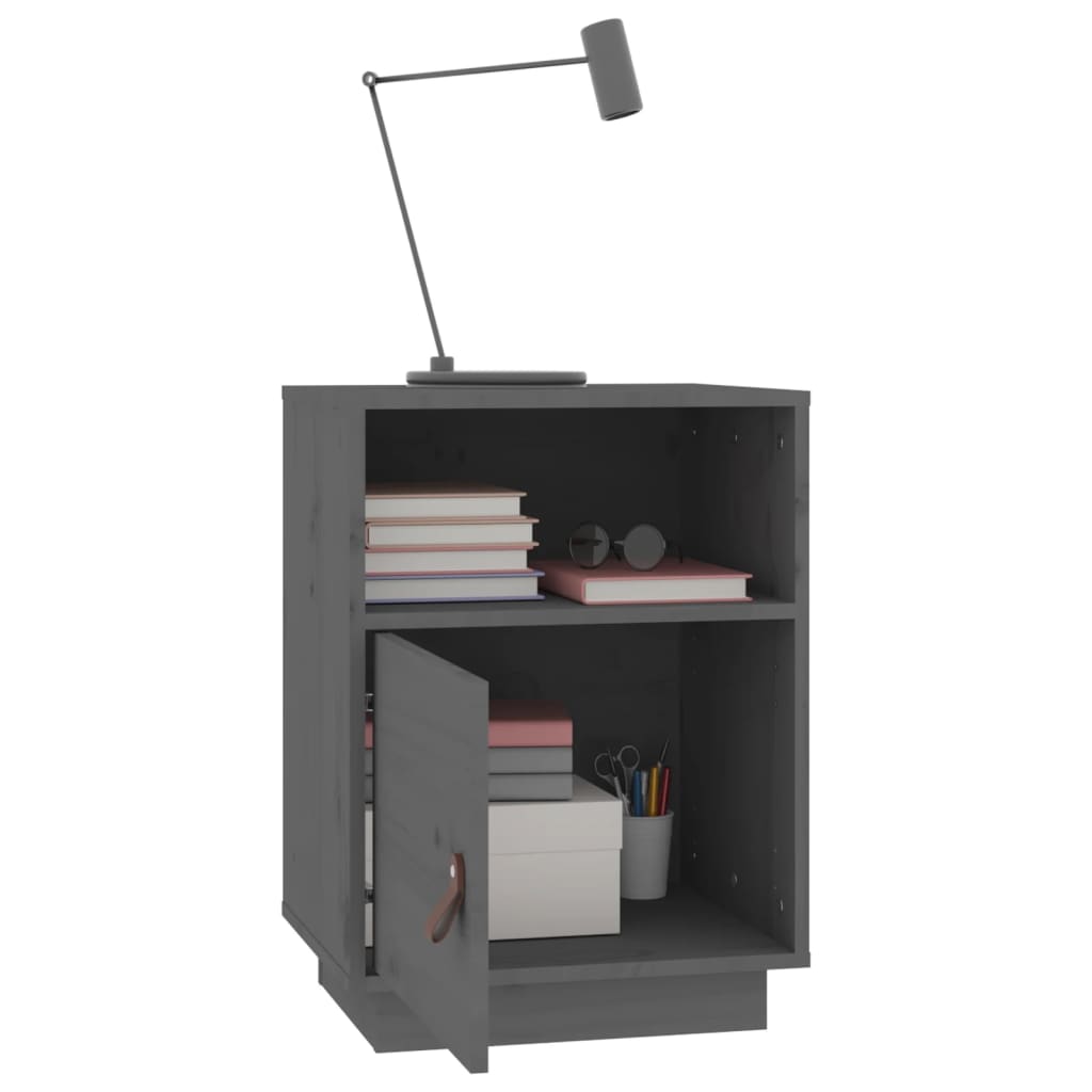 Tables de chevet 2 pcs Gris 40x34x55 cm Bois de pin massif - XIOS