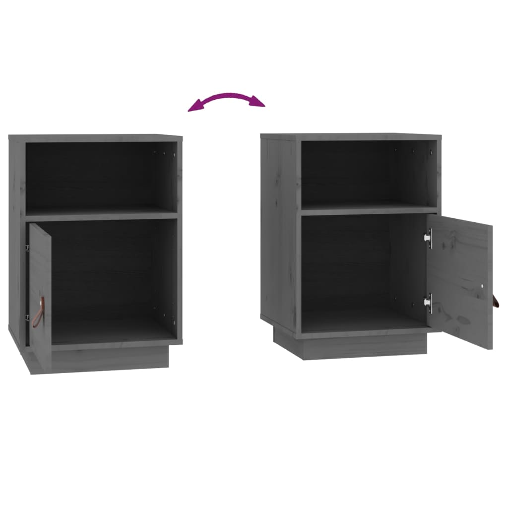 Tables de chevet 2 pcs Gris 40x34x55 cm Bois de pin massif - XIOS