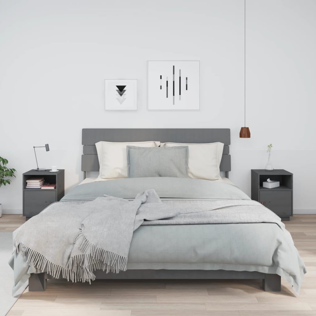 Tables de chevet 2 pcs Gris 40x34x55 cm Bois de pin massif - XIOS