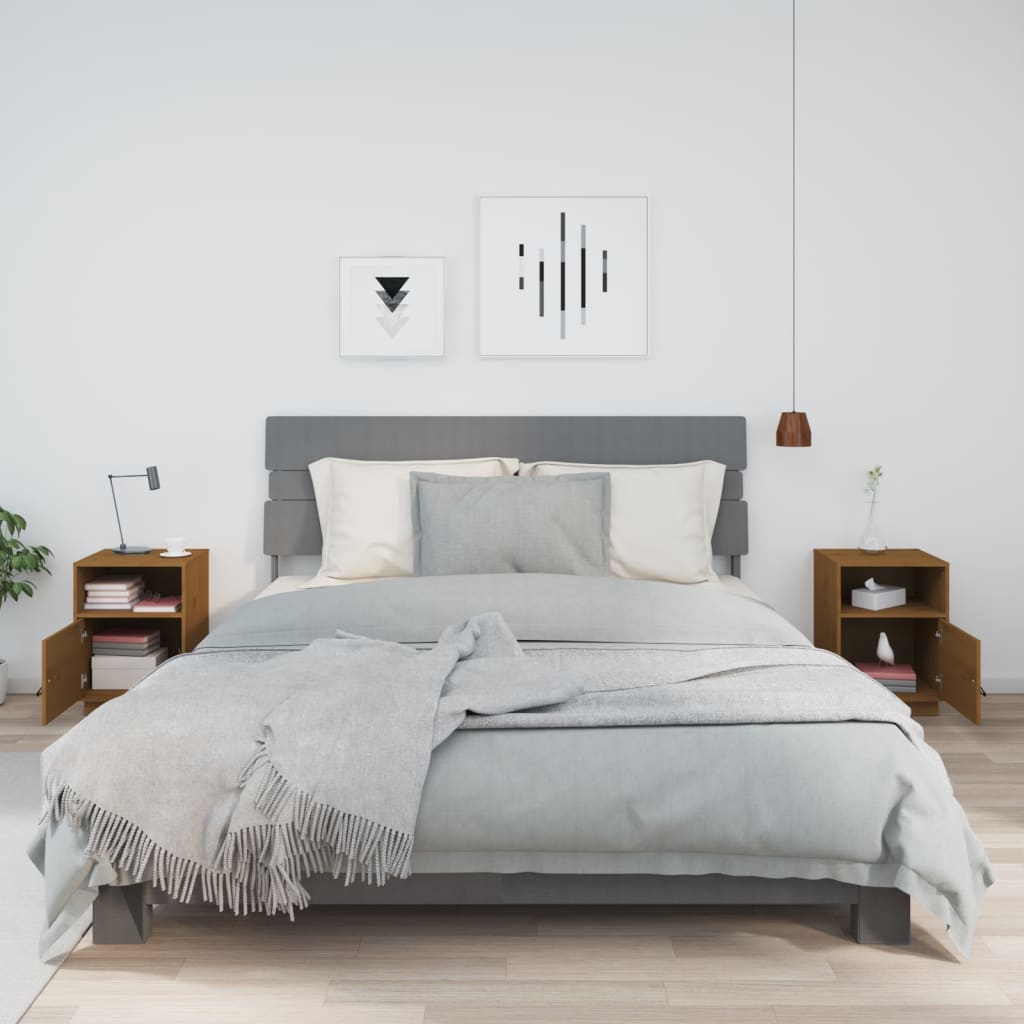 Tables de chevet 2pcs Marron miel 40x34x55cm Bois de pin massif - XIOS