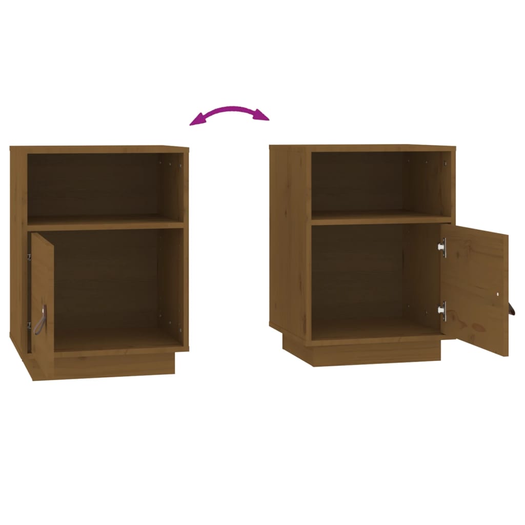 Tables de chevet 2pcs Marron miel 40x34x55cm Bois de pin massif - XIOS