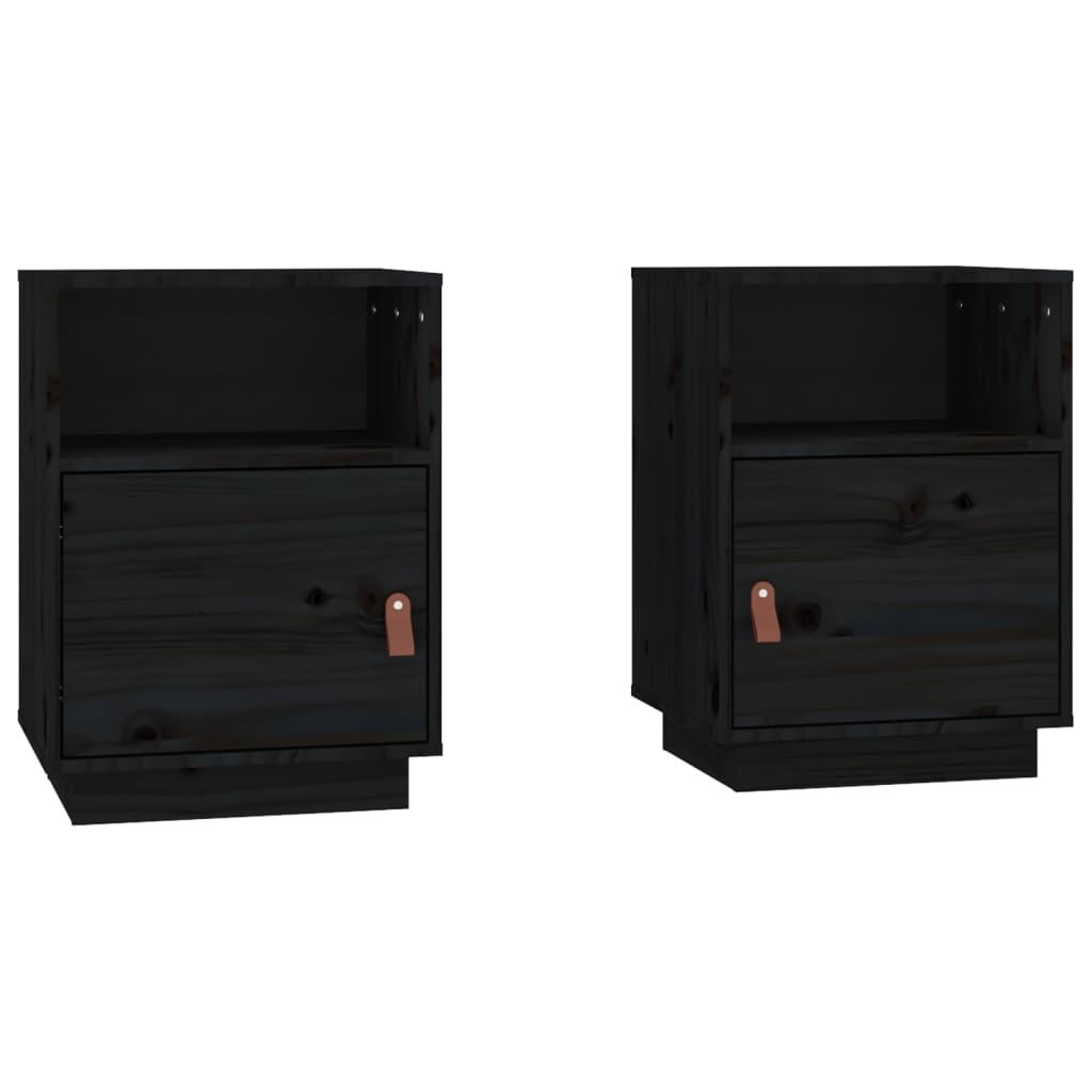 Tables de chevet 2 pcs Noir 40x34x55 cm Bois de pin massif - XIOS