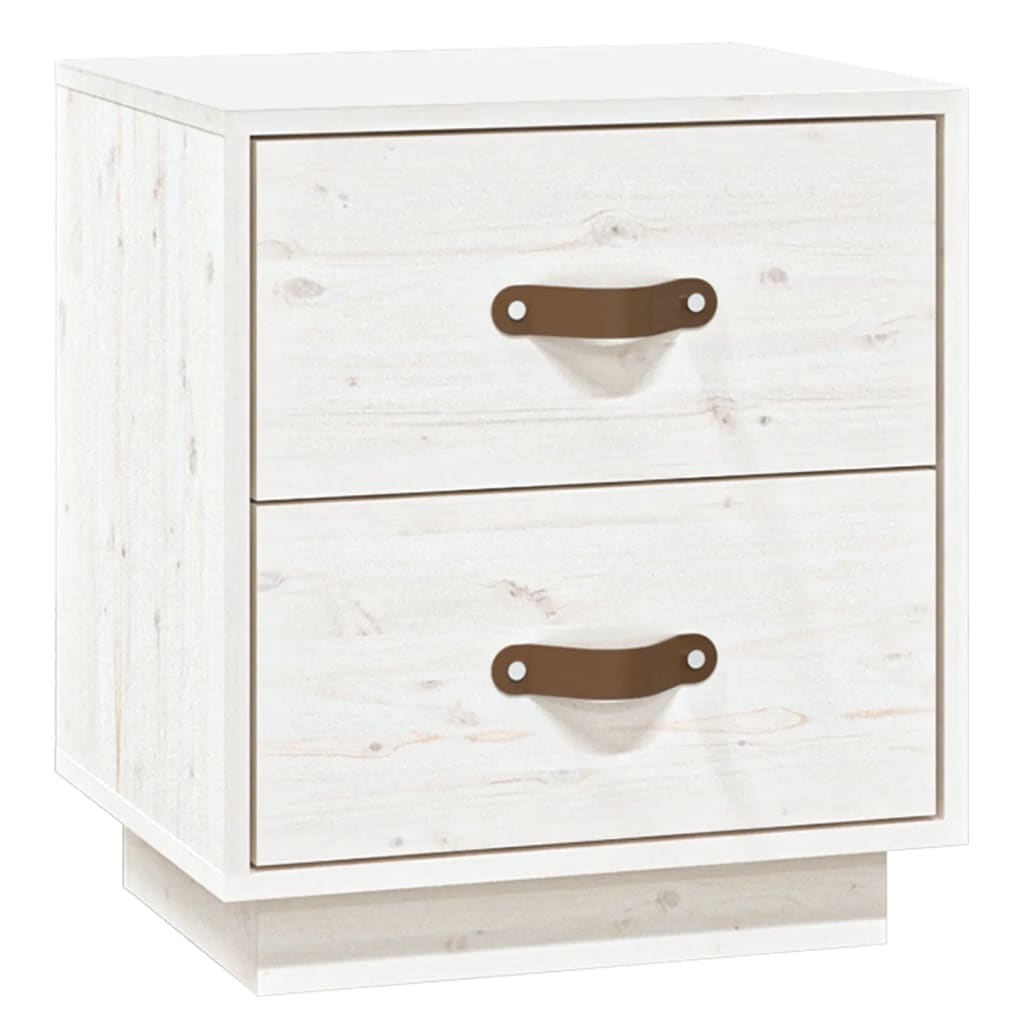 Table de chevet Blanc 40x34x45 cm Bois de pin massif - XIOS