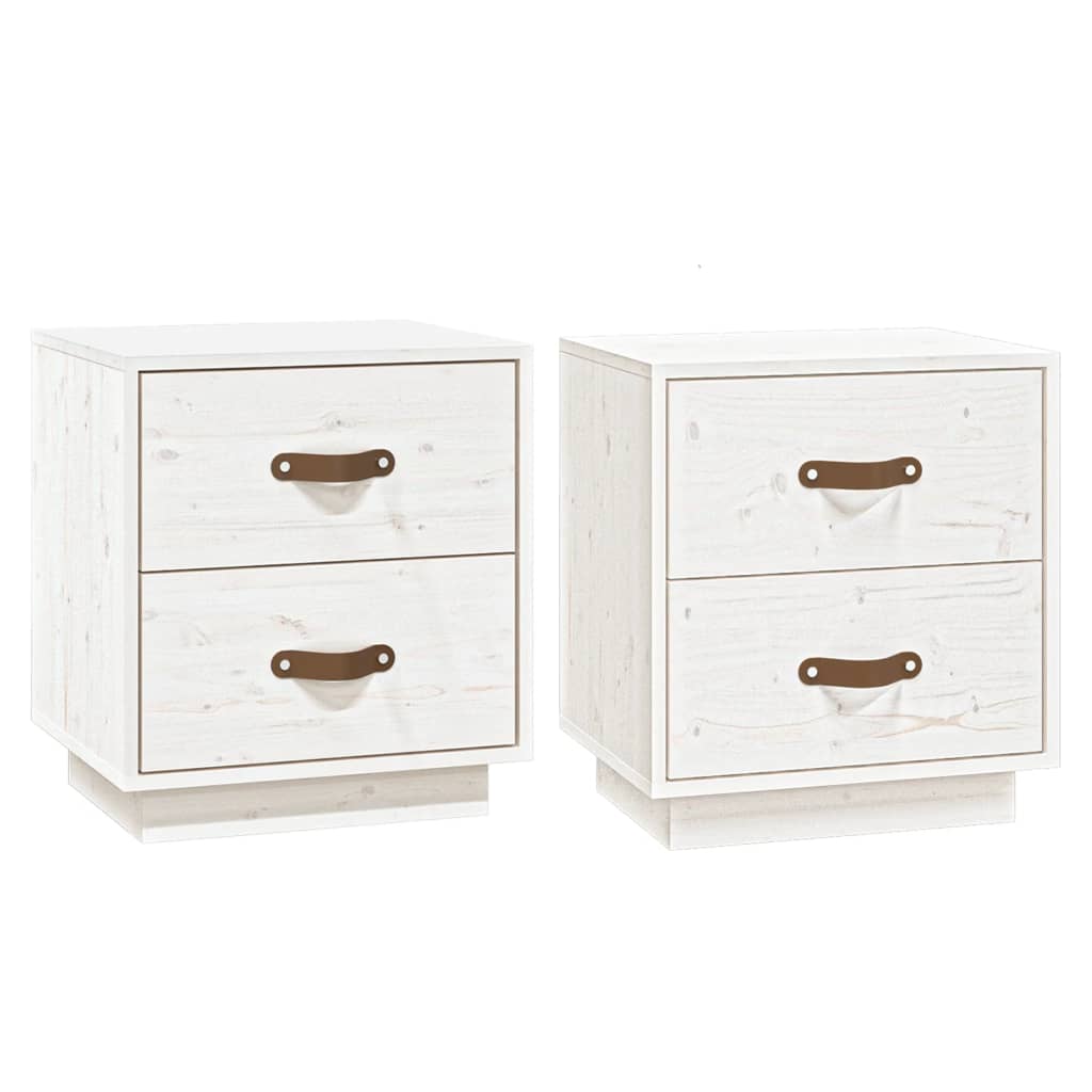 Tables de chevet 2 pcs Blanc 40x34x45 cm Bois de pin massif - XIOS