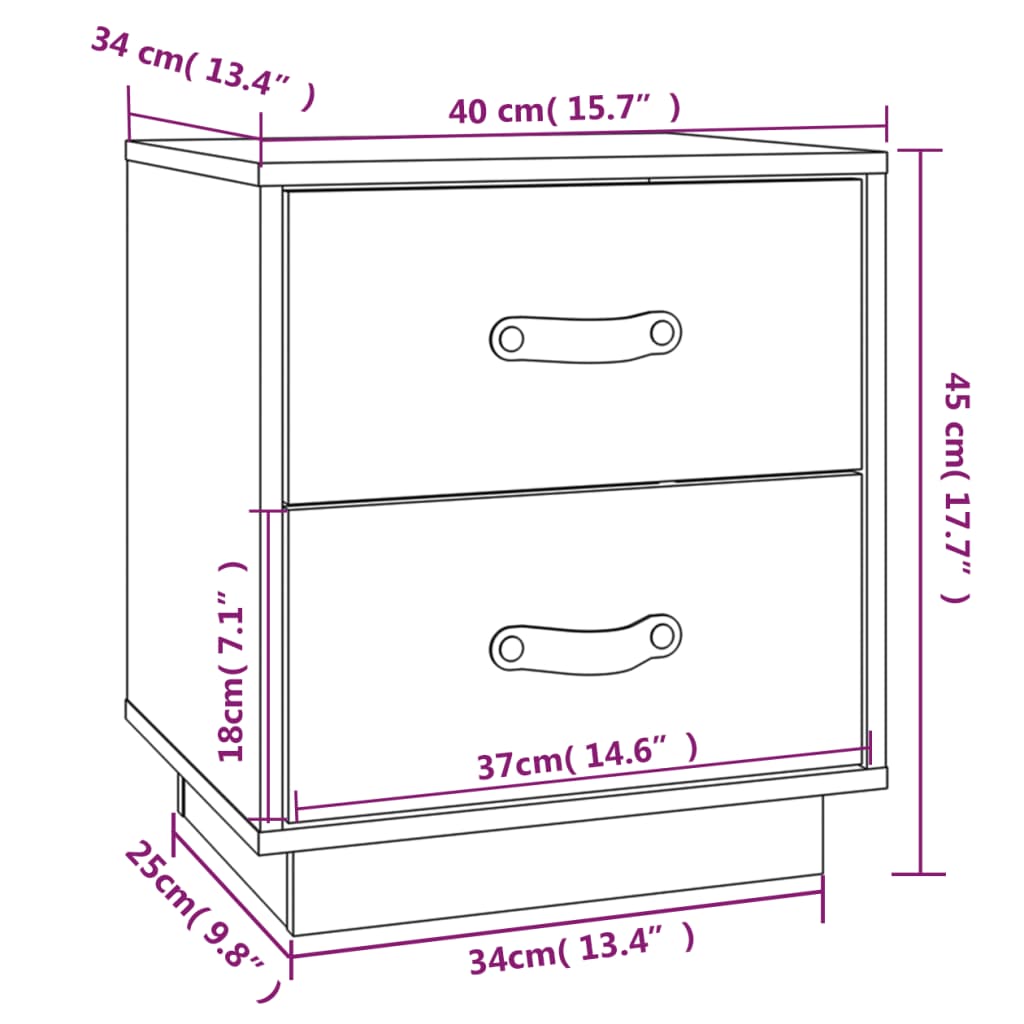 Table de chevet Marron miel 40x34x45 cm Bois de pin massif - XIOS