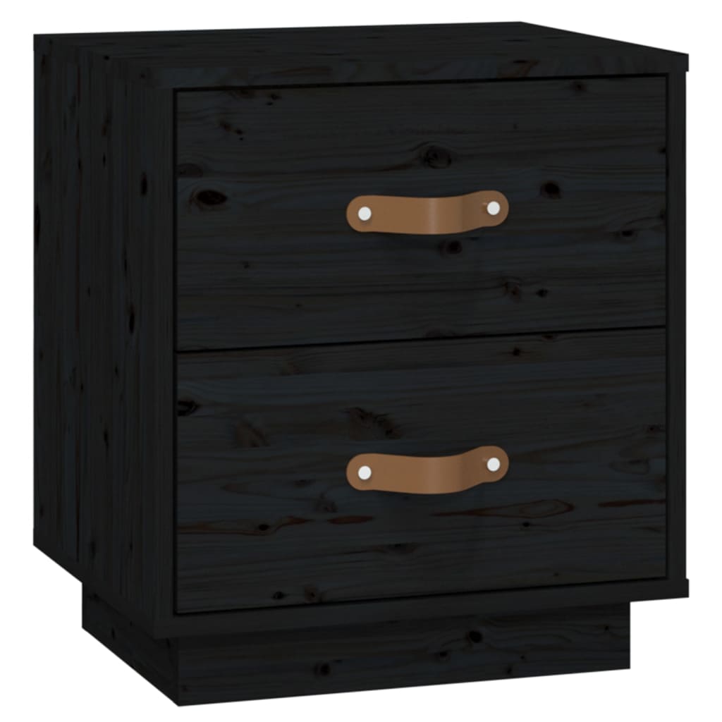 Table de chevet Noir 40x34x45 cm Bois de pin massif - XIOS