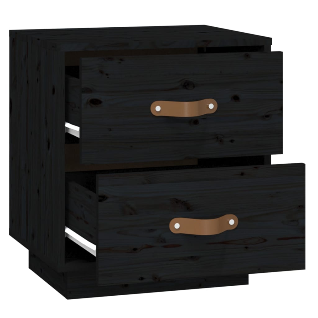 Table de chevet Noir 40x34x45 cm Bois de pin massif - XIOS
