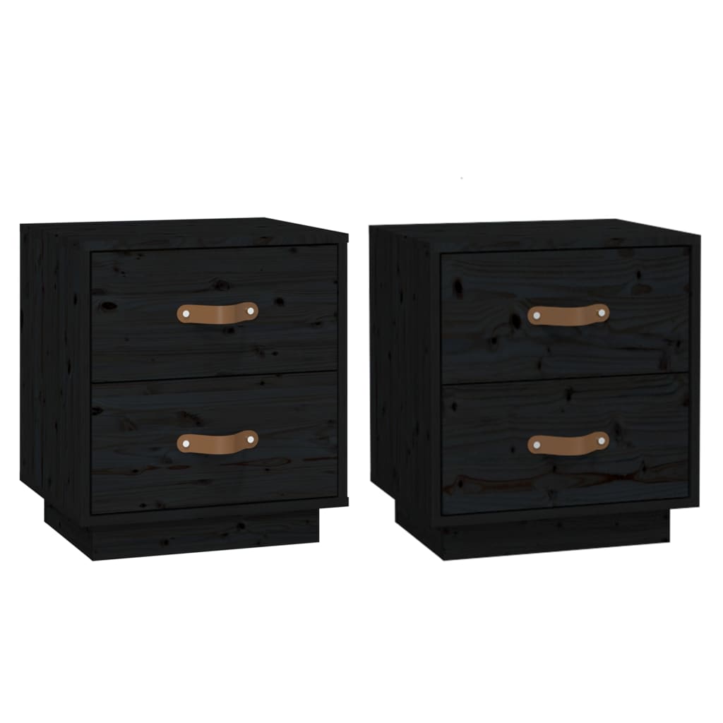 Tables de chevet 2 pcs Noir 40x34x45 cm Bois de pin massif - XIOS