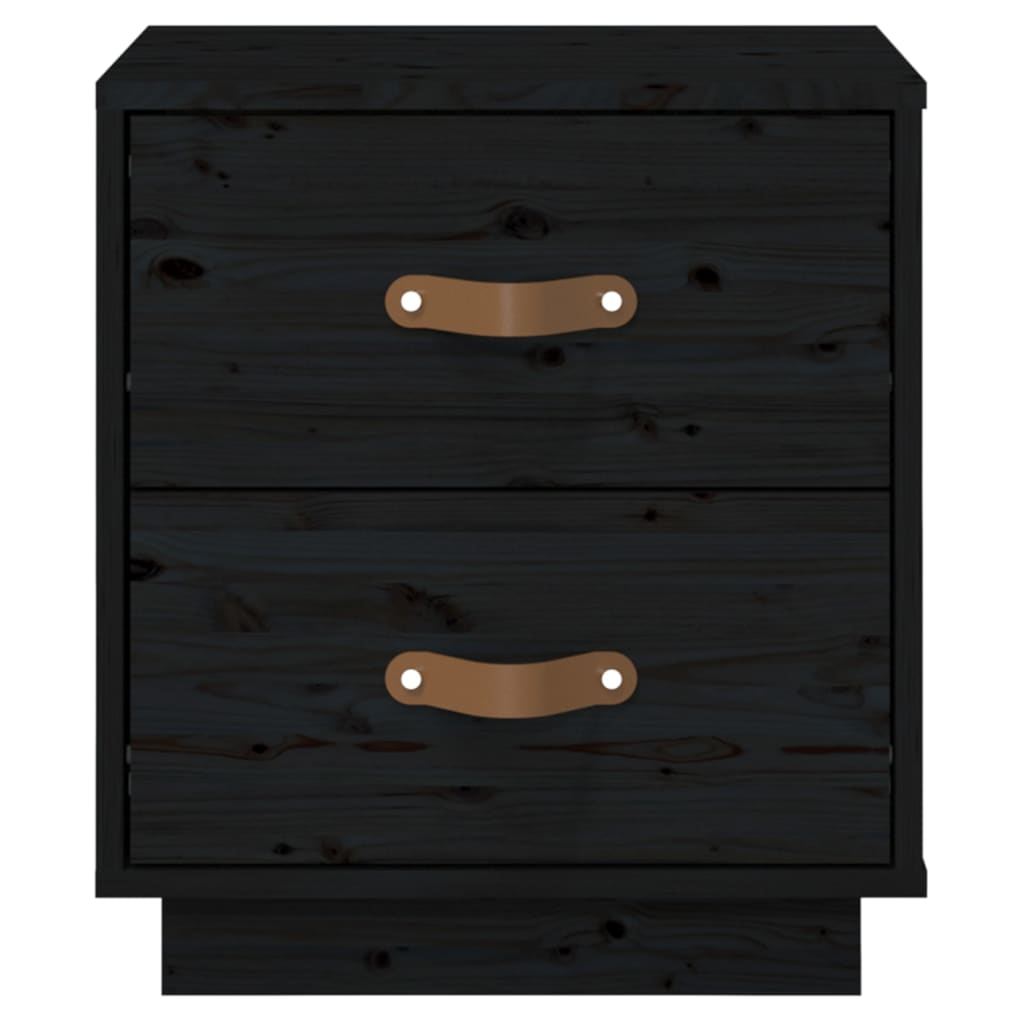 Tables de chevet 2 pcs Noir 40x34x45 cm Bois de pin massif - XIOS