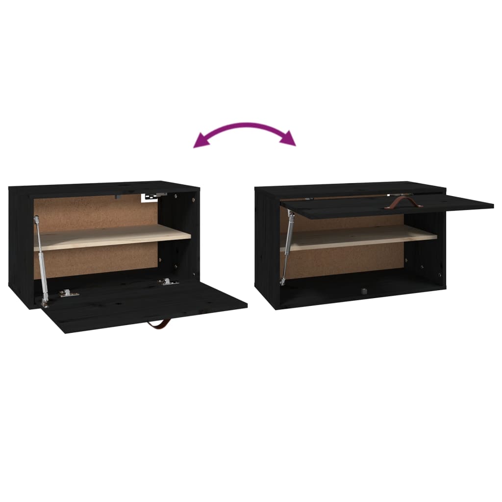 Armoire murale Noir 60x30x35 cm Bois de pin massif - XIOS