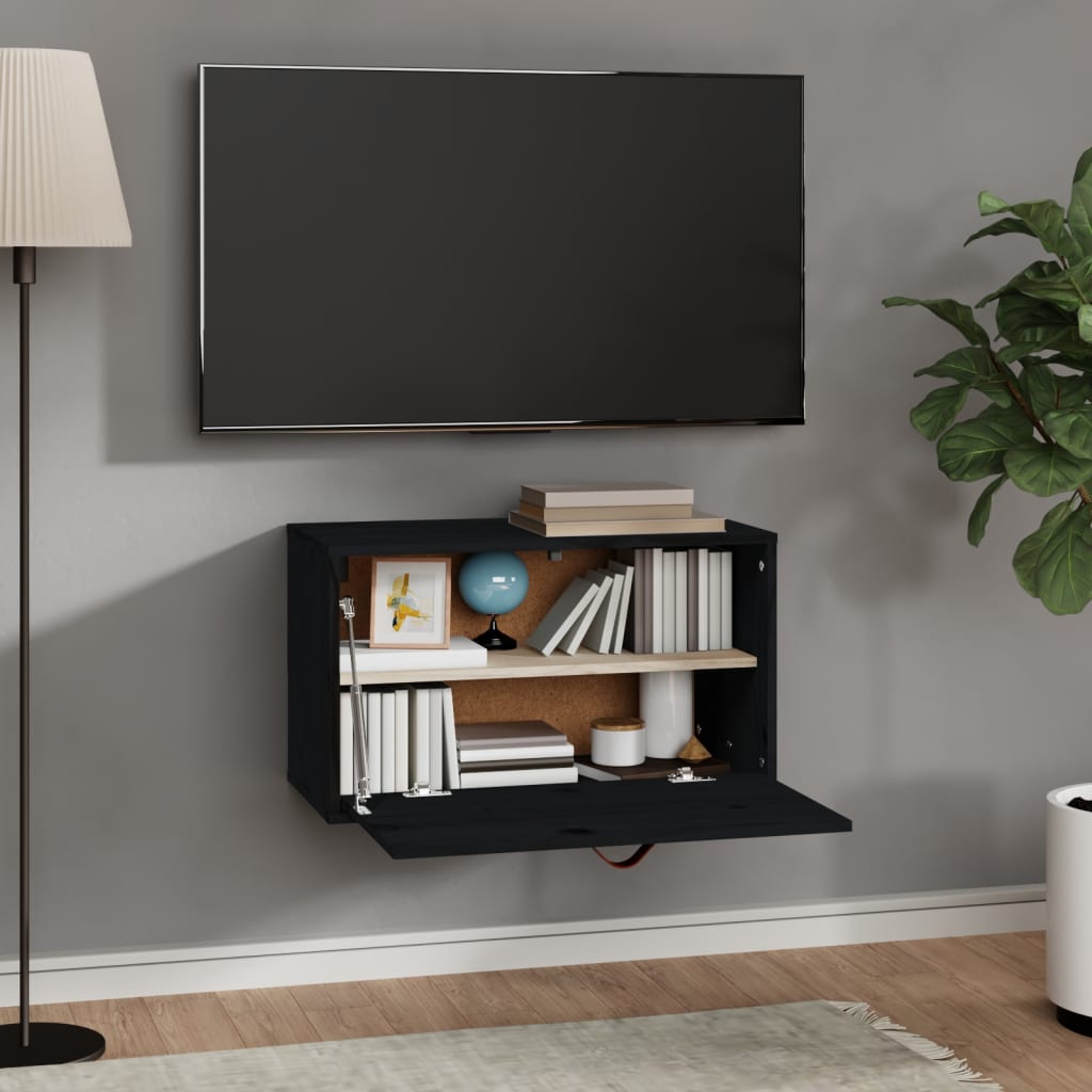 Armoire murale Noir 60x30x35 cm Bois de pin massif - XIOS