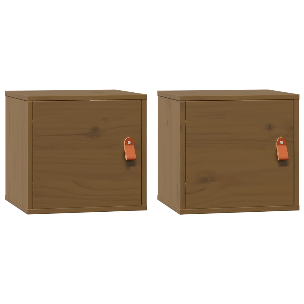 Armoires murales 2pcs Marron miel 31,5x30x30 cm Bois pin massif - XIOS