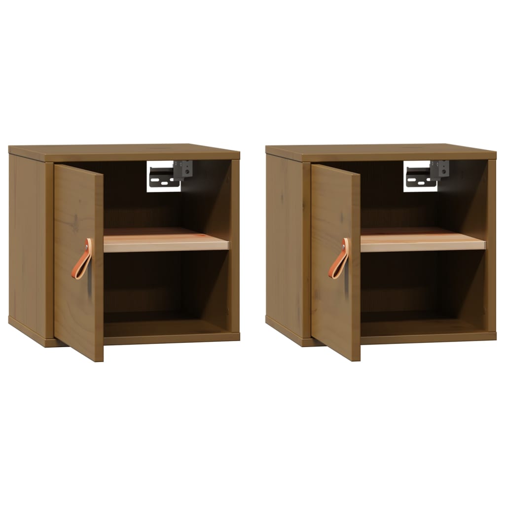Armoires murales 2pcs Marron miel 31,5x30x30 cm Bois pin massif - XIOS