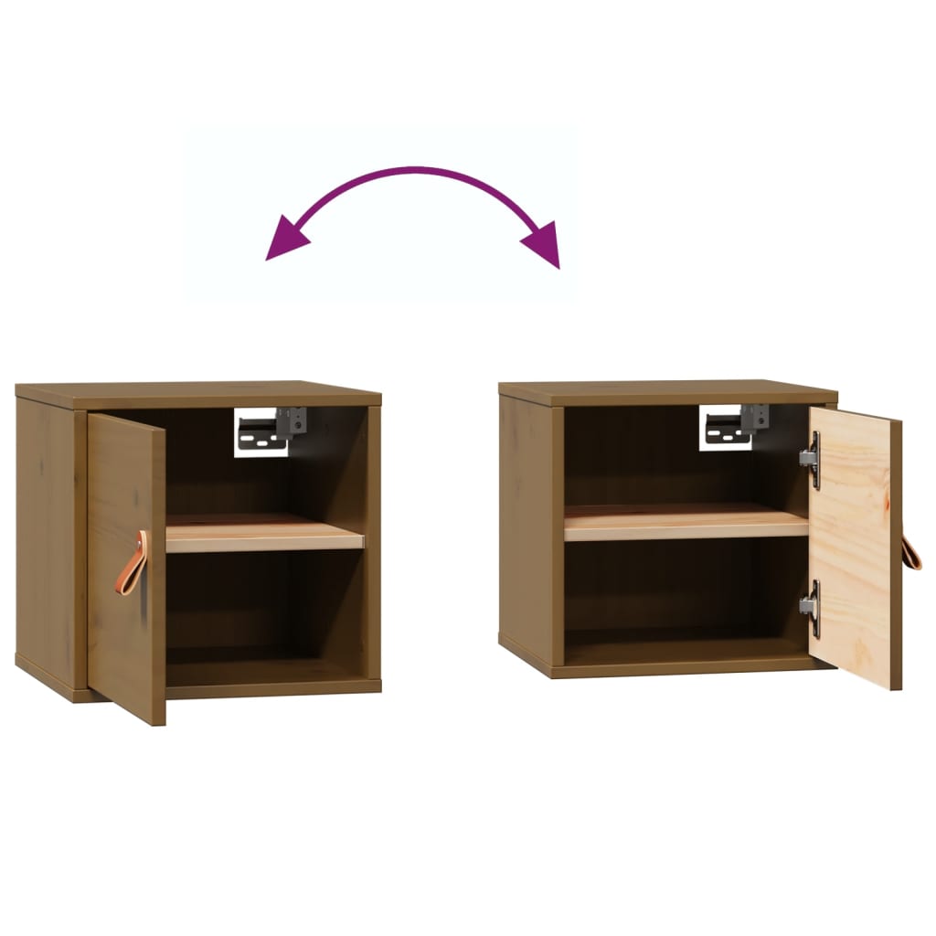 Armoires murales 2pcs Marron miel 31,5x30x30 cm Bois pin massif - XIOS