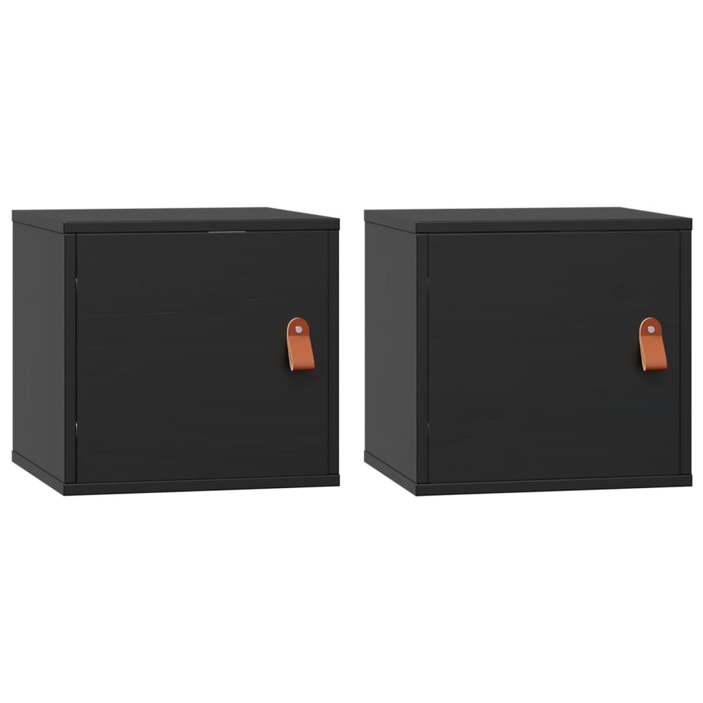 Armoires murales 2 pcs Noir 31,5x30x30 cm Bois de pin massif - XIOS