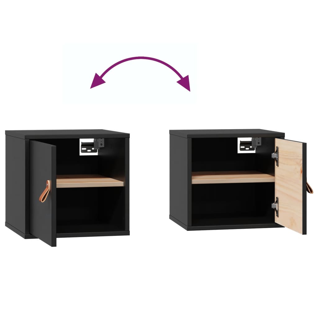Armoires murales 2 pcs Noir 31,5x30x30 cm Bois de pin massif - XIOS