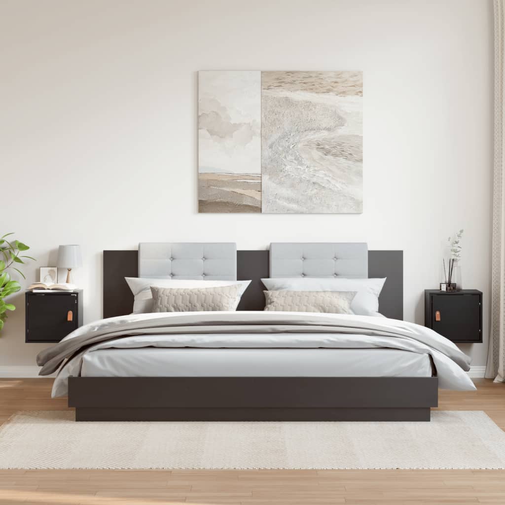 Armoires murales 2 pcs Noir 31,5x30x30 cm Bois de pin massif - XIOS