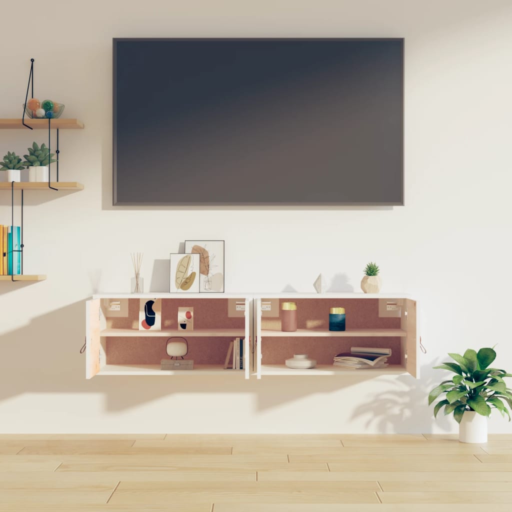 Armoires murales 2 pcs Blanc 60x30x30 cm Bois de pin massif