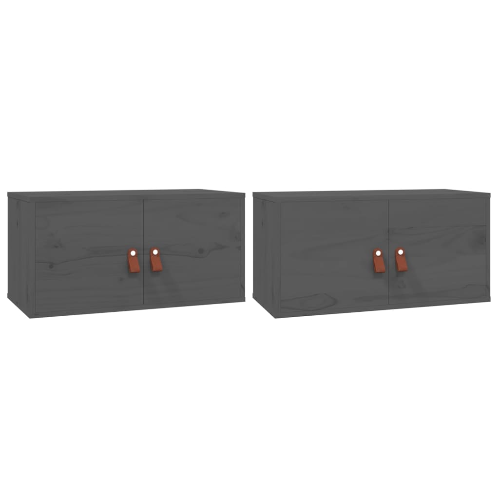Armoires murales 2 pcs Gris 60x30x30 cm Bois de pin massif - XIOS