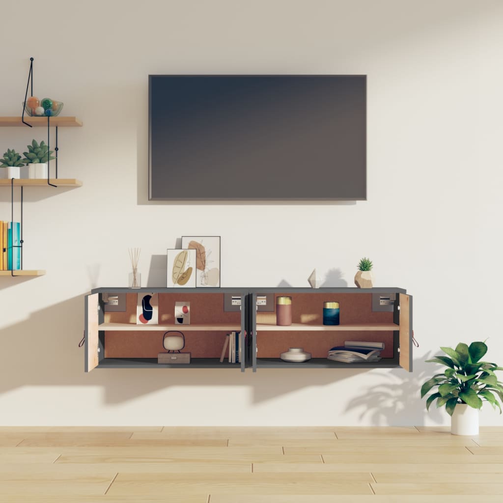 Armoires murales 2 pcs Gris 60x30x30 cm Bois de pin massif - XIOS