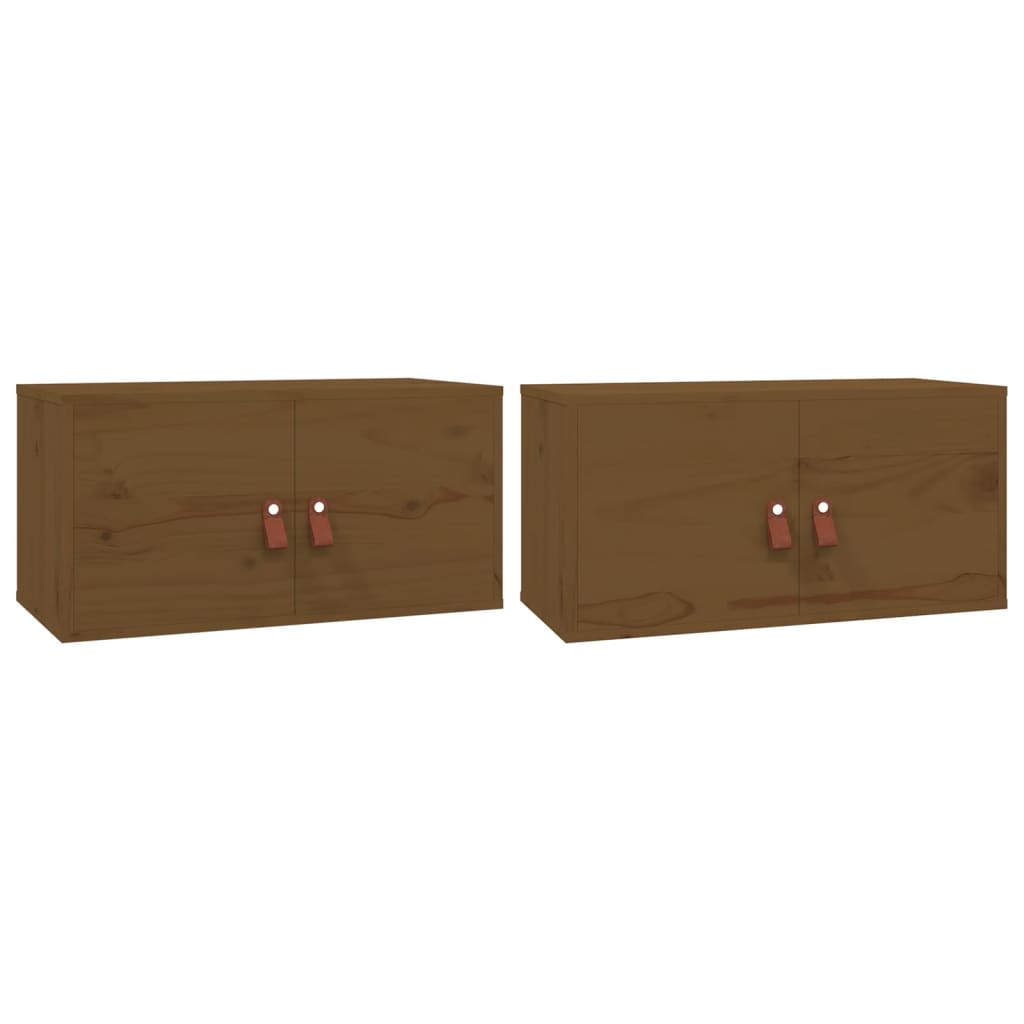 Armoires murales 2pcs Marron miel 60x30x30cm Bois de pin massif - XIOS