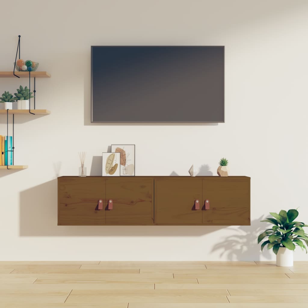 Armoires murales 2pcs Marron miel 60x30x30cm Bois de pin massif - XIOS