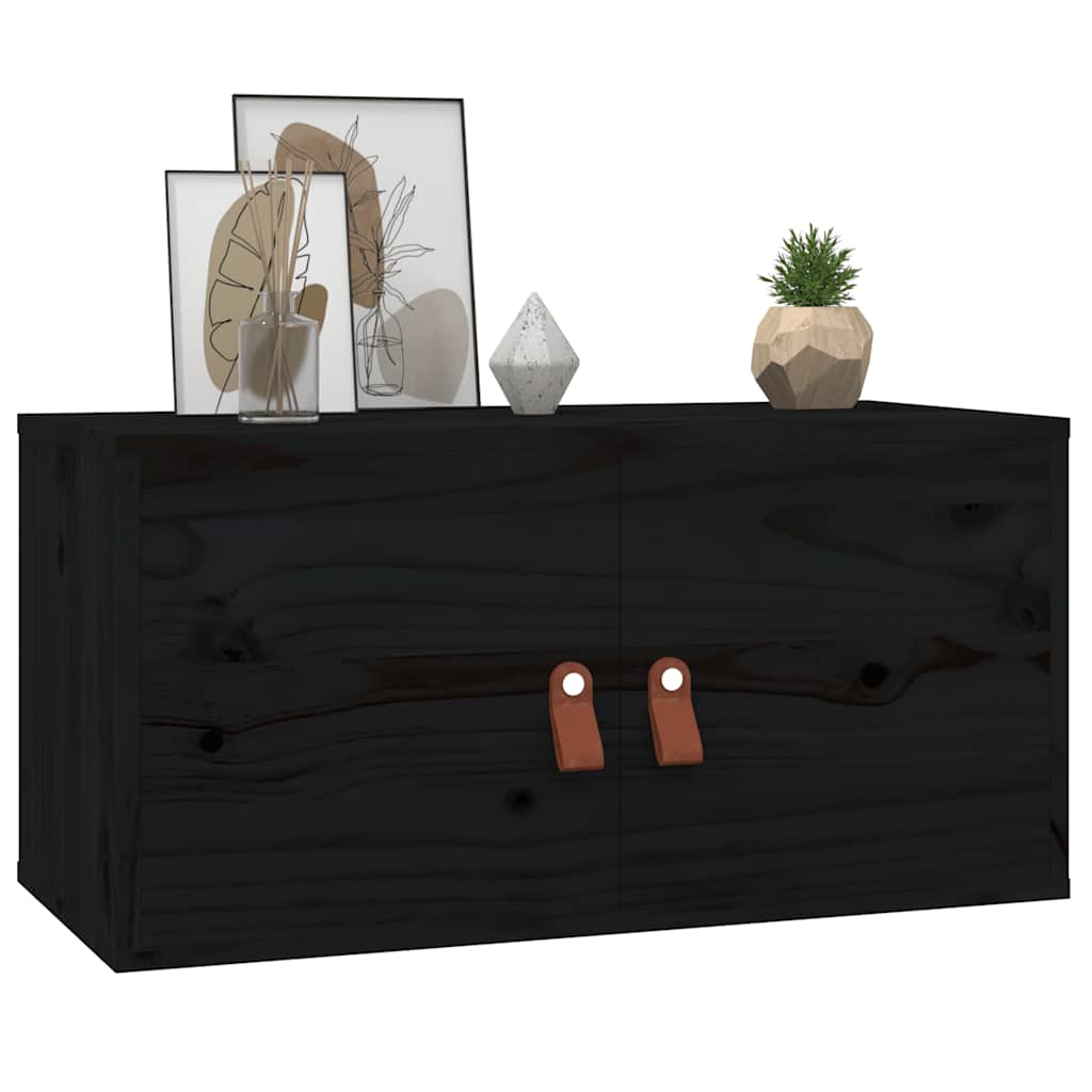 Armoires murales 2 pcs Noir 60x30x30 cm Bois de pin massif - XIOS