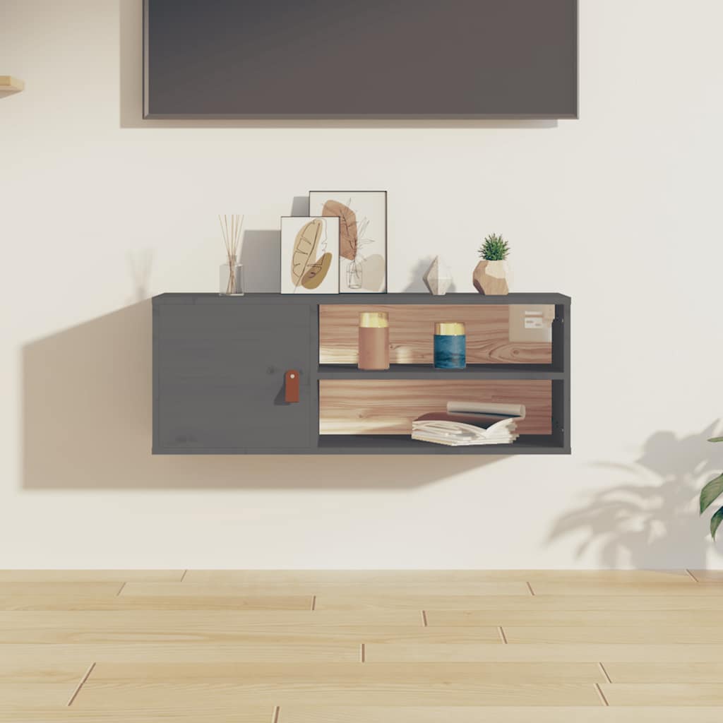 Armoire murale Gris 80x30x30 cm Bois de pin massif - XIOS