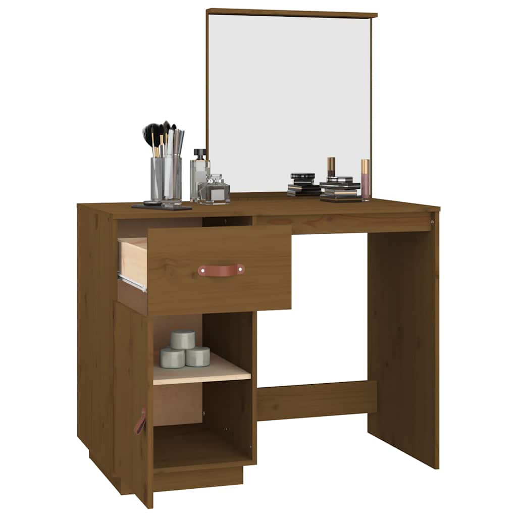 Coiffeuse Marron miel 95x50x134 cm Bois de pin massif - XIOS