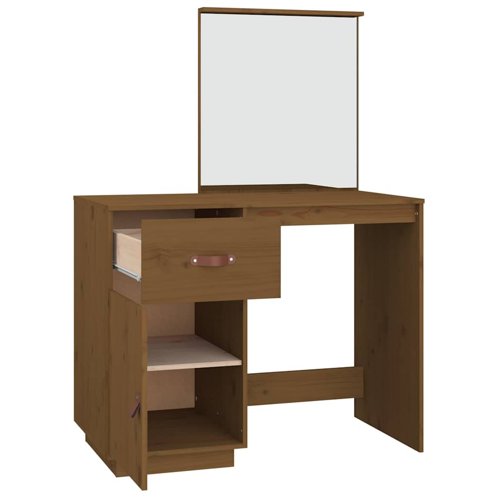 Coiffeuse Marron miel 95x50x134 cm Bois de pin massif - XIOS