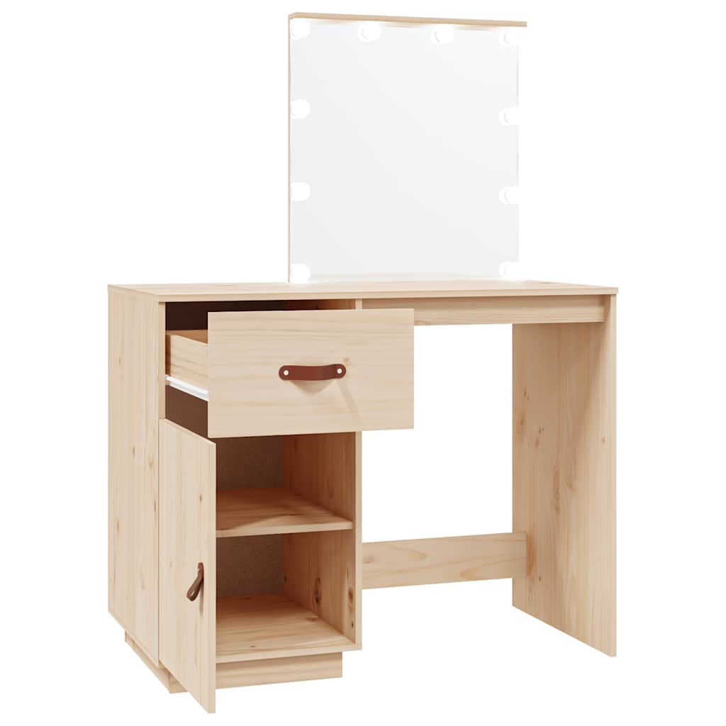 Coiffeuse avec LED 95x50x133,5 cm Bois de pin massif - XIOS