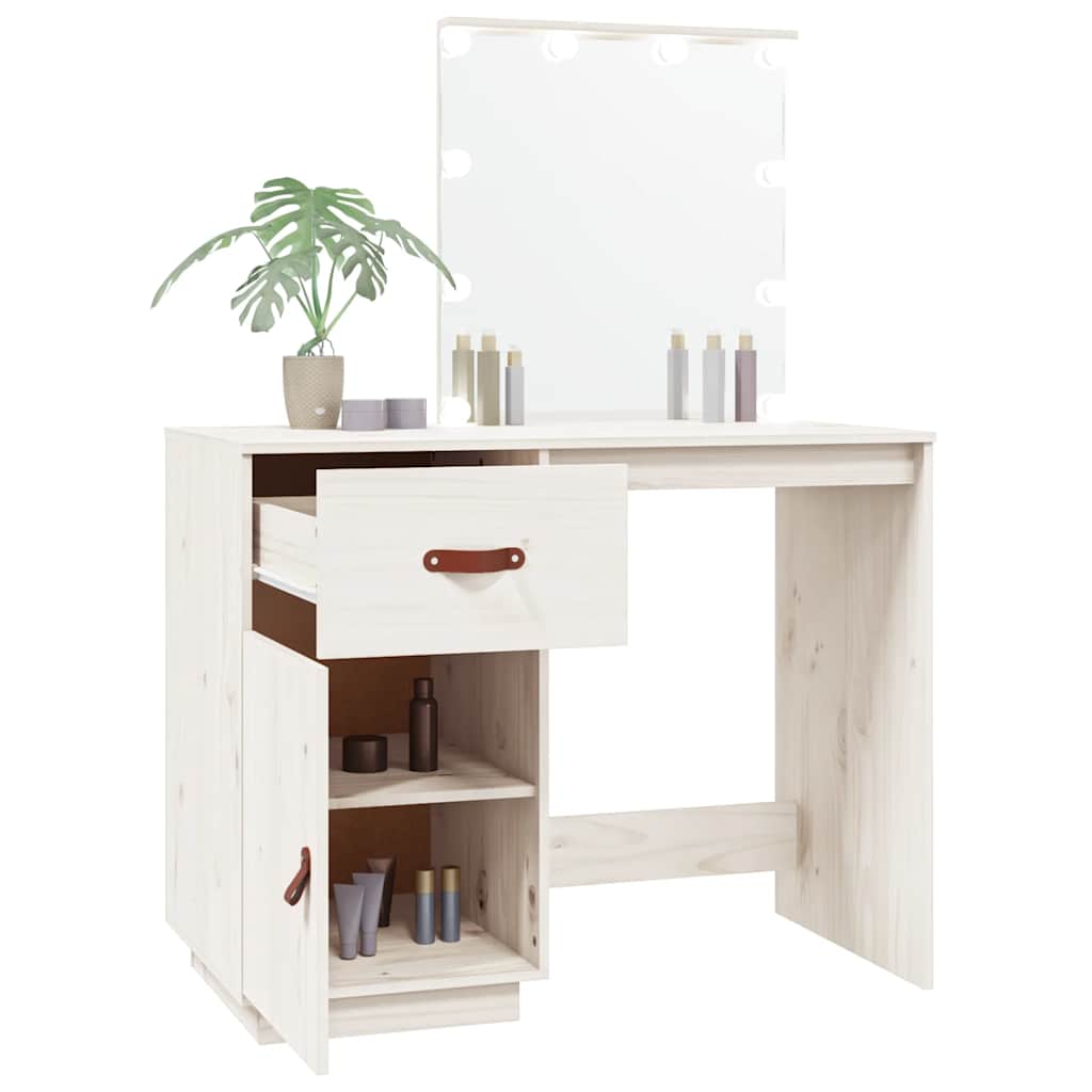 Coiffeuse avec LED Blanc 95x50x133,5 cm Bois de pin massif - XIOS
