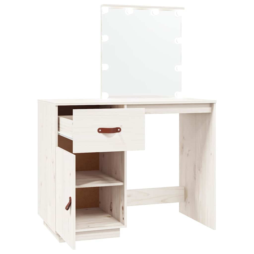 Coiffeuse avec LED Blanc 95x50x133,5 cm Bois de pin massif - XIOS