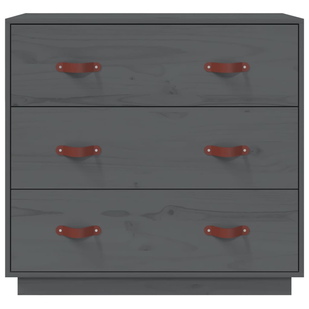 Buffet Gris 80x40x75 cm Bois massif de pin - XIOS