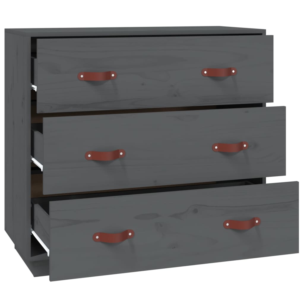 Buffet Gris 80x40x75 cm Bois massif de pin - XIOS