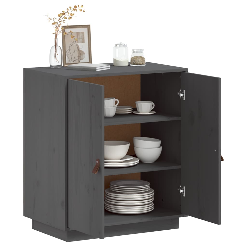 Buffet Gris 65,5x40x75 cm Bois massif de pin - XIOS