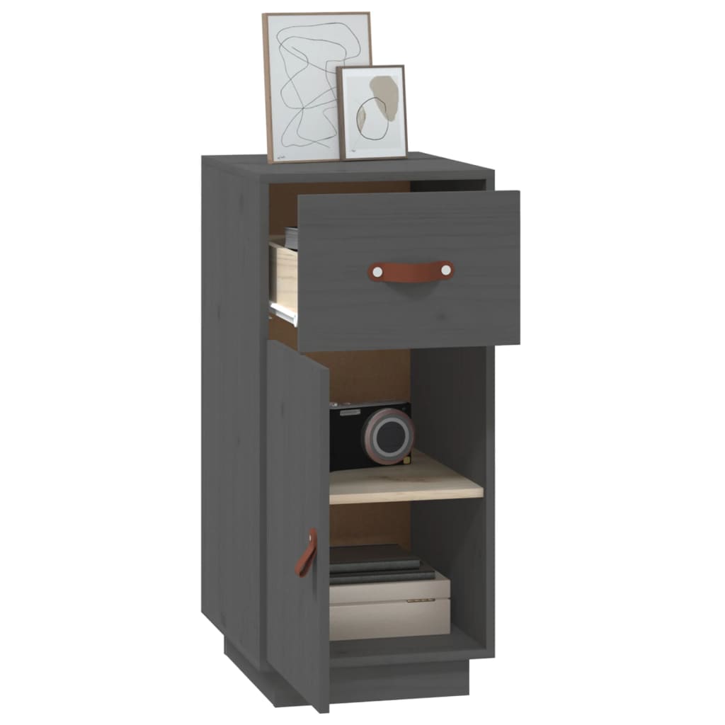 Buffet Gris 34x40x75 cm Bois massif de pin - XIOS