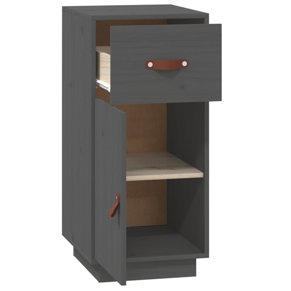 Buffet Gris 34x40x75 cm Bois massif de pin - XIOS